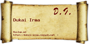 Dukai Irma névjegykártya